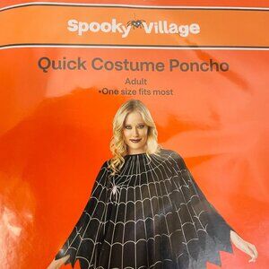 Spooky Village Black Costume Poncho Adult One Size Fits Most 100% Polyester Hall